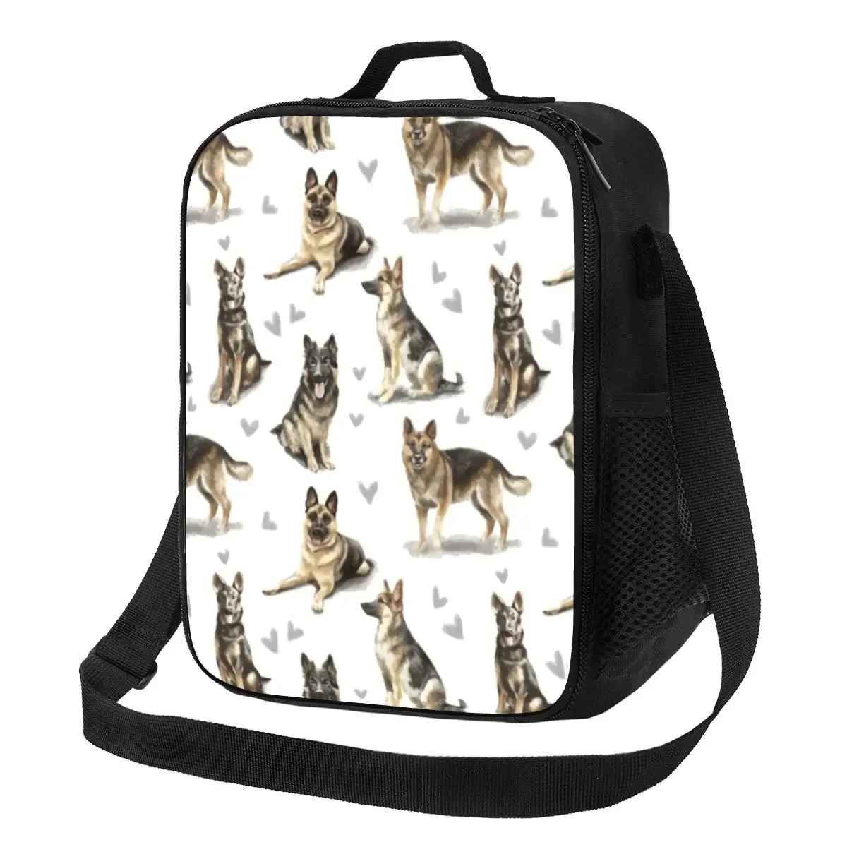 German Shepherd Puppy Insulated Lunch Tote Bag for Alsatian Wolf Dog Portable Cooler Thermal Food Bento Box Kids School Children