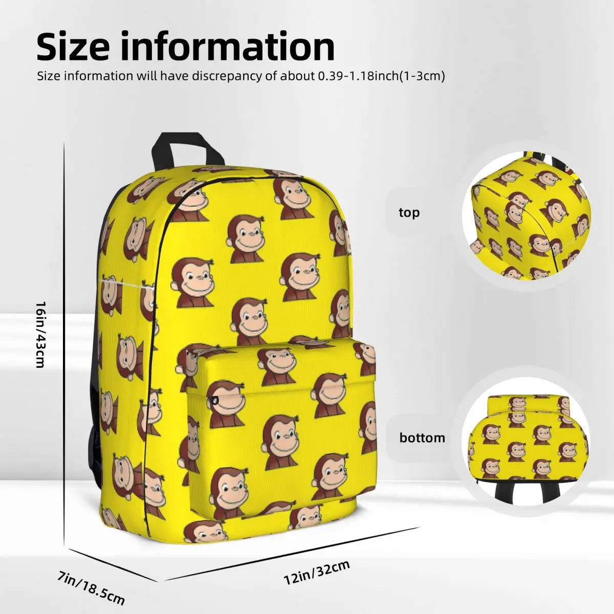 Curious George Backpacks Large Capacity Student Book bag Shoulder Bag Travel Rucksack Fashion Children School Bag