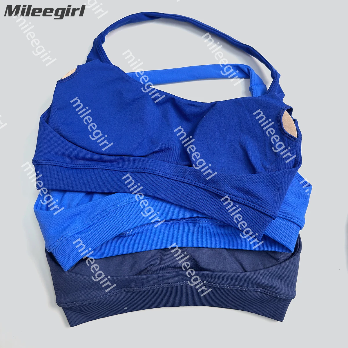 

Mileegirl Support Backless Yoga Halter Bras for Women Seamless Sports Crop Tops with Pad Quick Dry Gym Fitness Bralettes Push Up