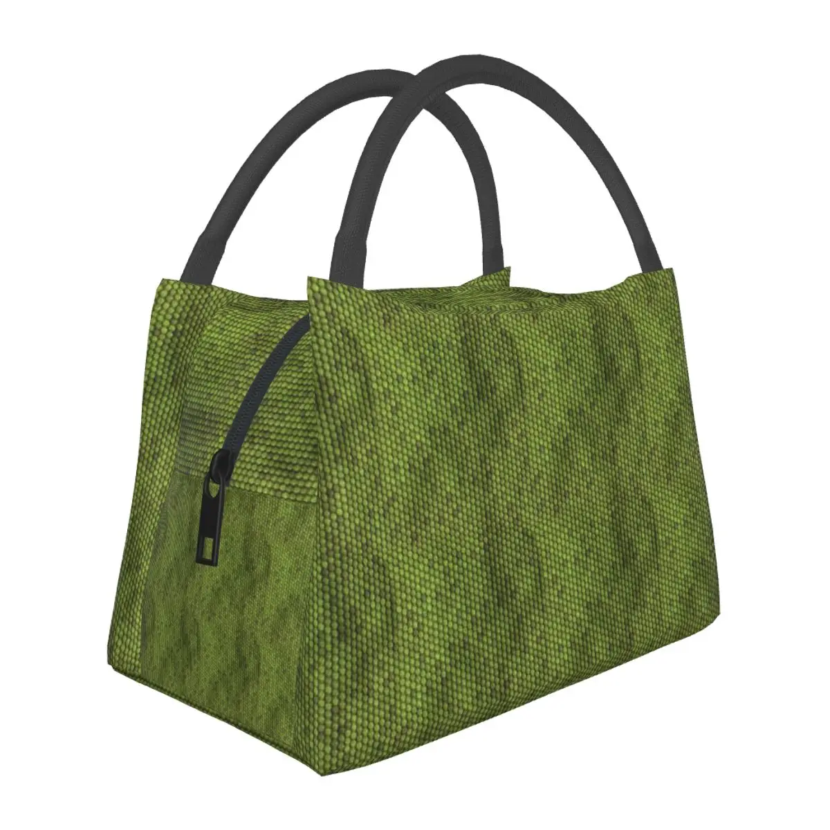 Green Lizard Skin Pattern Design Insulated Lunch Bag for School Bento Storage Food Boxes Portable Cooler Thermal Lunch Box Tote