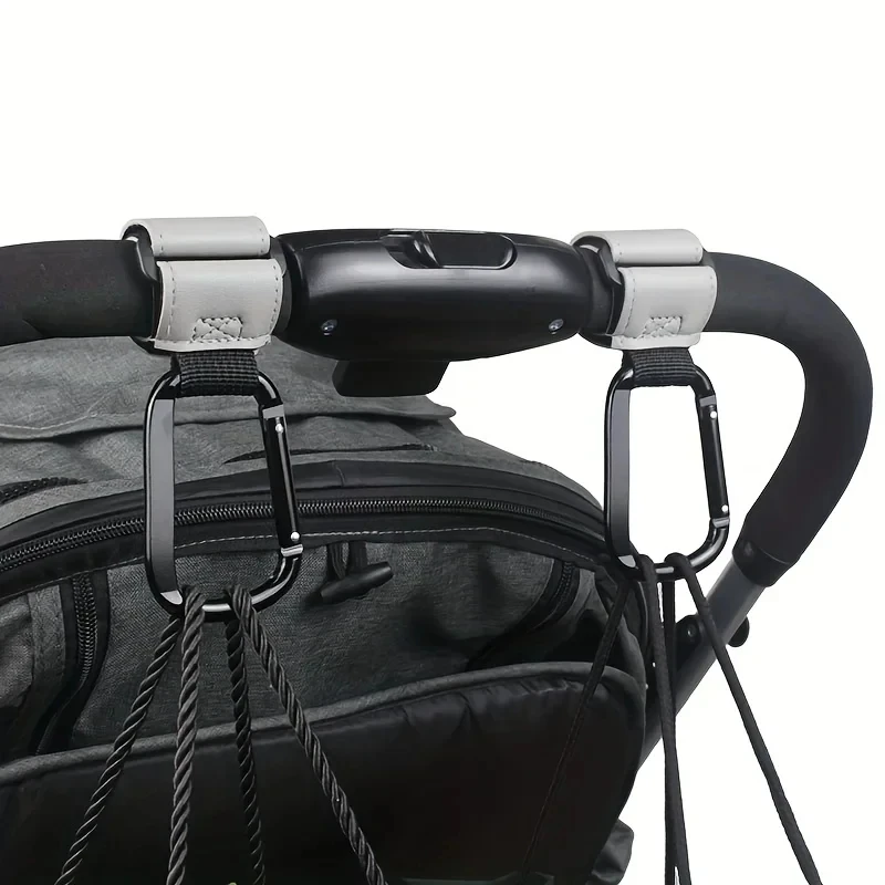2pcs Baby Stroller Hooks Clips PU Leather Rotatable Cart Organizer Pram Hook Pram Rotate 360 Degree Stroller Accessories