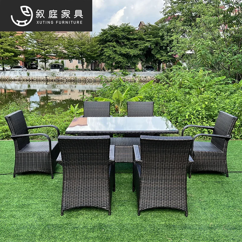 Outdoor table and chair courtyard rooftop villa rattan chair coffee table combination open-air garden leisure waterproof sunscre