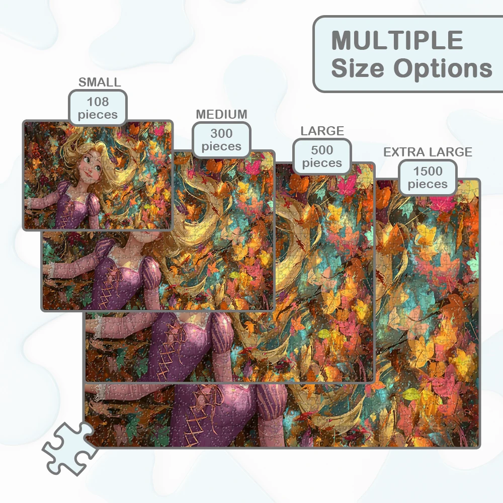 Rapunzel Autumn Breeze Unique Design Puzzle Vibrant Colors Forest Fallen Leaves Jigsaw Puzzles DIY Family Game Educational Toys