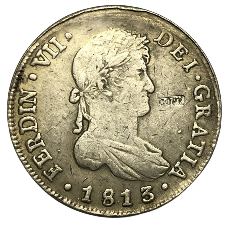 

1813 Spain 8R 8 Reales - Fernando VII Silver Plated Copy Coin