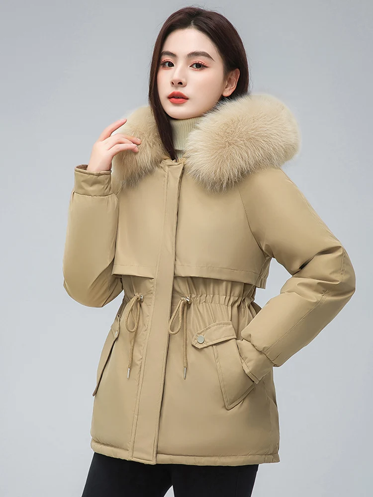 Thick Winter Jacket Parka Women Loose Snow Wear Hooded Coat Lady Big Fur Collar Down Jackets Winter Warm Coat For Female S-3XL