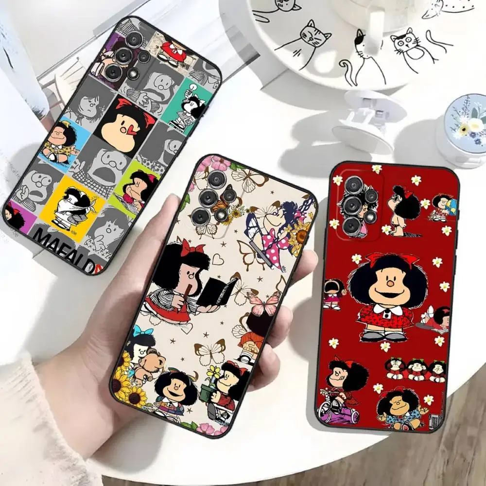 

Cute M-Mafaldas Phone Case For Samsung S25,S24,S21,S22,S23,S30,Ultra,S20,Plus,Fe,Lite,Note,10 Black Soft Shell