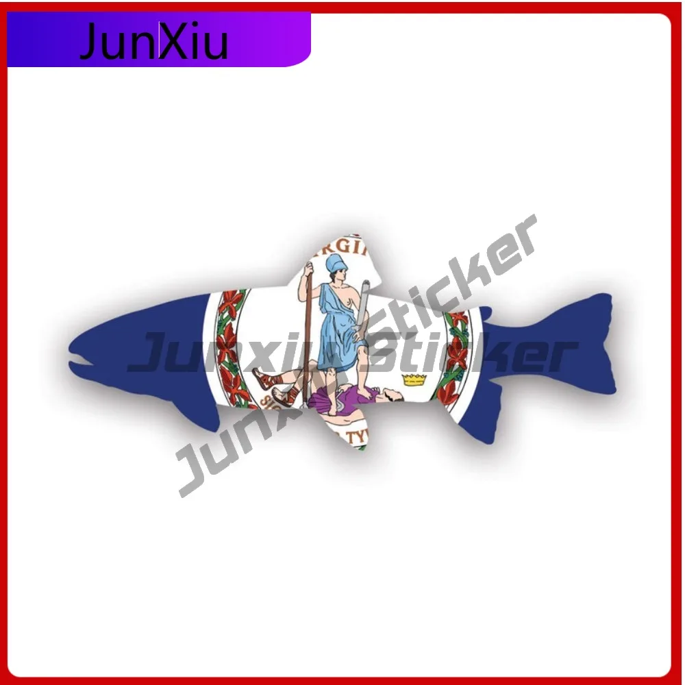 

Anime Virginia State Shaped Trout Sticker Decal American Made Uv Protected Va Fly Fishing Cute Fish Fishers Freshwater Angler
