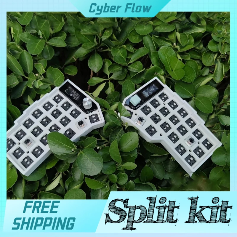 

Corne Split Keyboard Kit With Knob Wireless Pcb Screen Rgb Hot Swap Customized Mechanical Keyboard Kit For Zmk No Switch Keycap