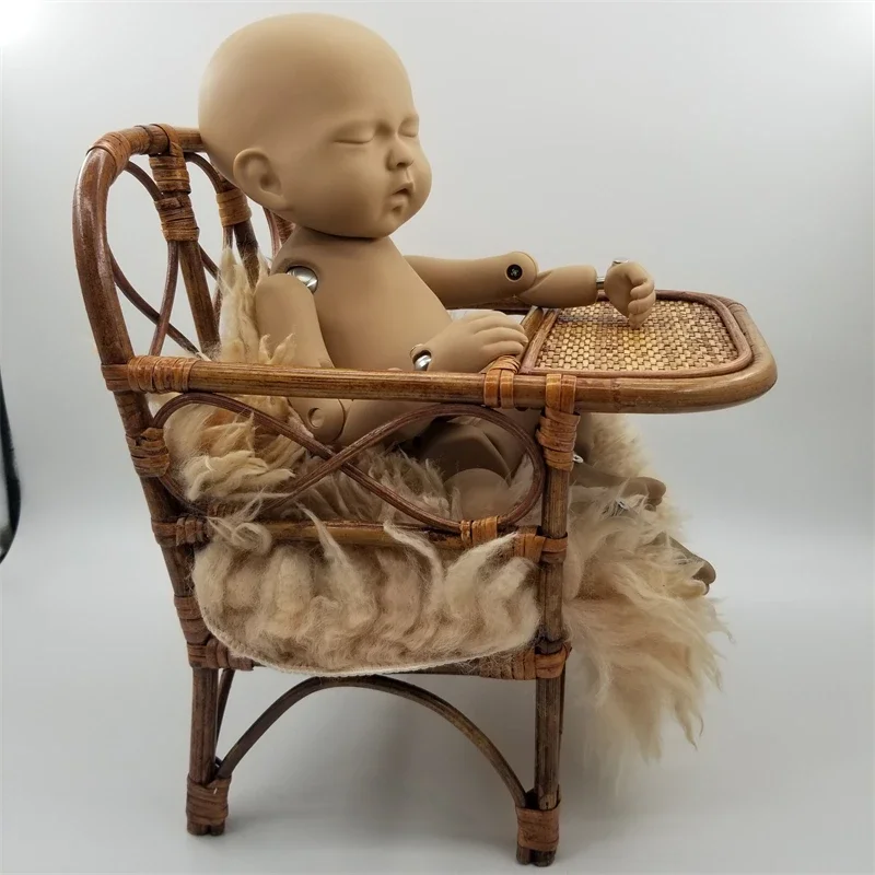 Newborn Photography Props Vintage Bamboo Baby Dining Chair Prop Basket Boy Photography Bed Newborn Photo Posing Prop Baby Crib