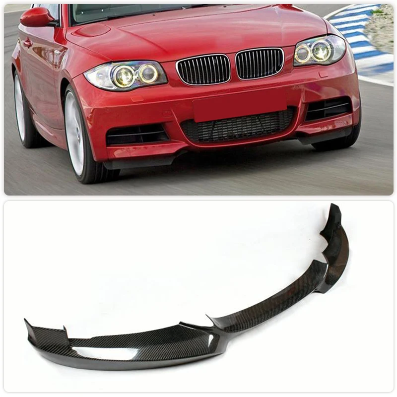 Car Front Bumper Lip Spoiler for BMW 1 Series E82 135i Coupe M Sport 2008-2013 Front Lip Chin Apron Guard Body Kit Carbon Fiber