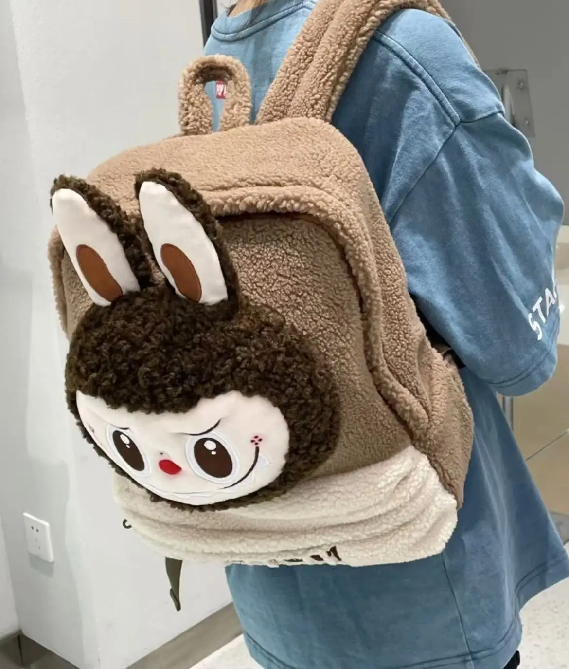 Labubu Lamb Wool Backpack Plush Brown Bag Large Capacity Delicate Plush Backpack Classic Series Autumn And Winter Bags Can Love