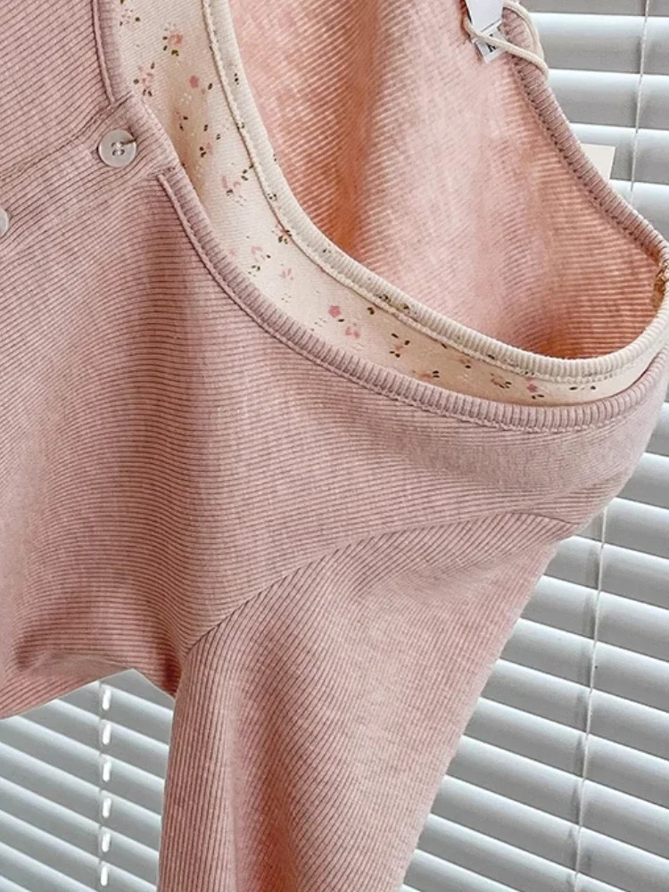 

Y2k Clothes T Shirt For Women Spring Autumn Pink Print Floral Sweet Ropa De Mujer Korean Style 2 Pieces T-shirts