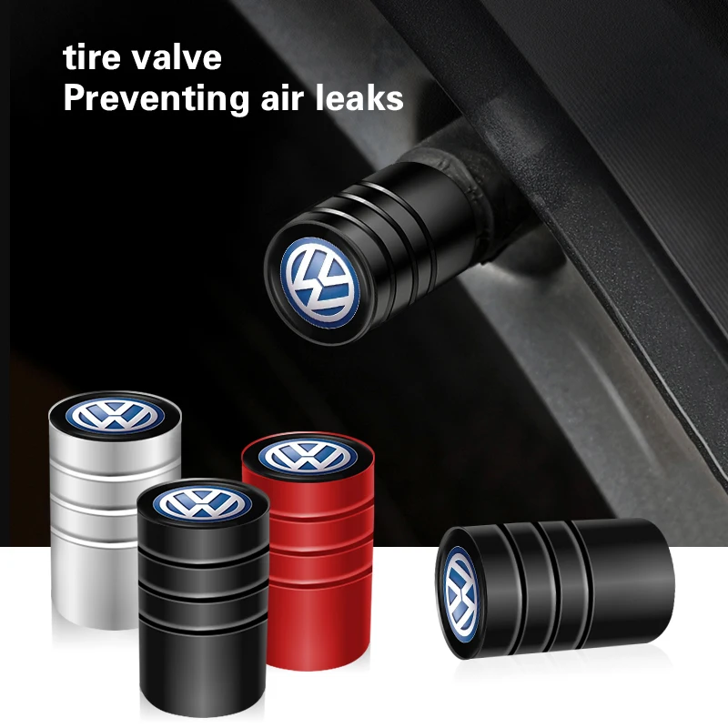 4Pcs Aluminum Alloy Car Tire Valve Cover Valves Cap Accessories For VW GTI Polo Golf Passat Tiguan Arteon Touareg Taigo Caddy