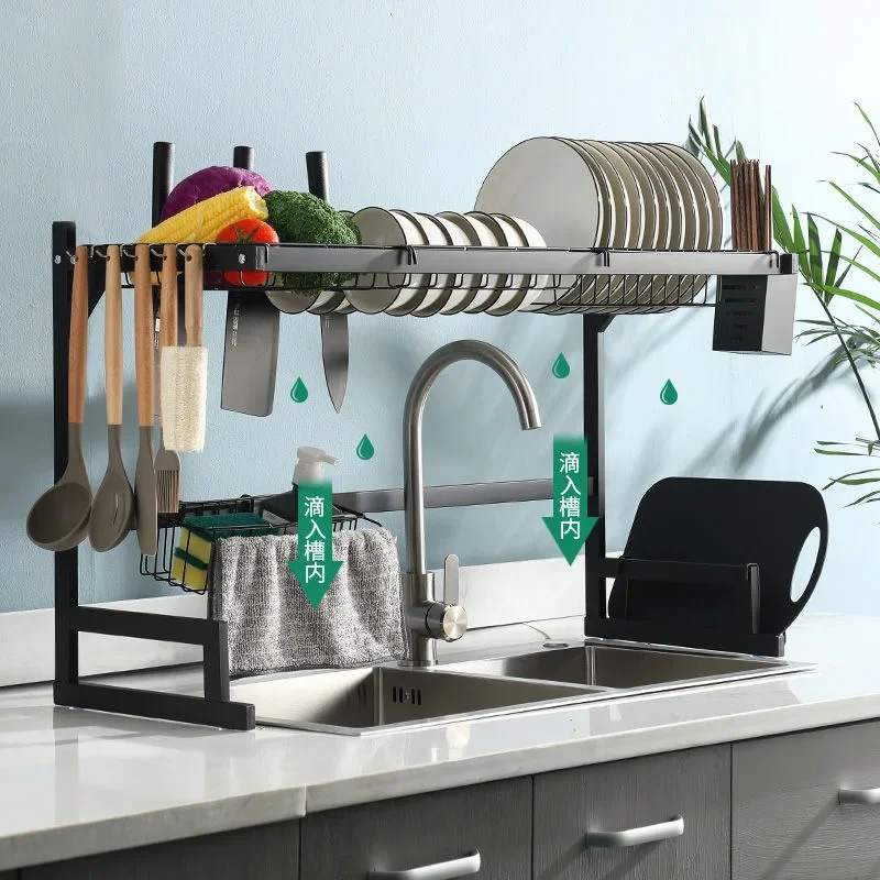 Kitchen Stainless Steel Dish Drain Rack sh Separation Storage Rack Adjustable Bowl Stacking