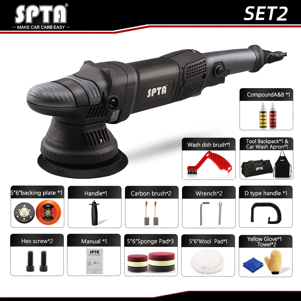 Spta 5インチ780ワットデュアルアクションポリッシャー軌道15