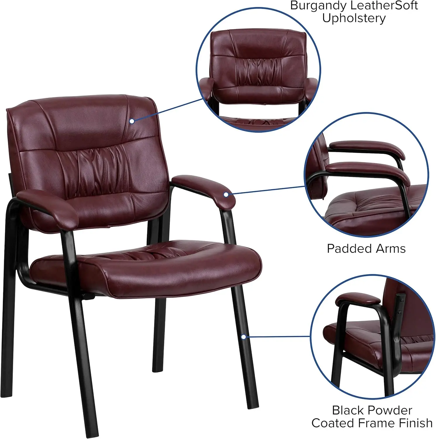 Bury Leathersoft Executive Reception Chair With Bla Metal Frame