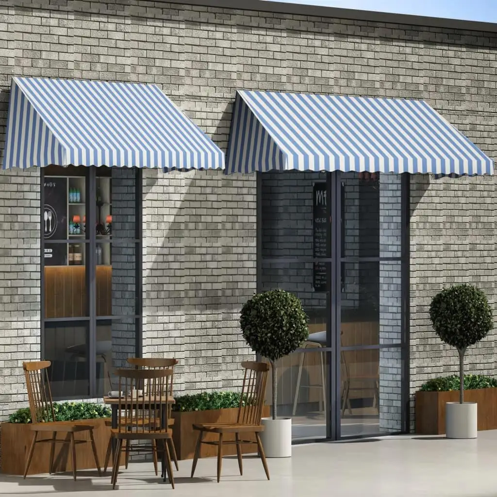 Blue and White Bistro Awning 350x120 cm - Stylish Outdoor Shade Canopy