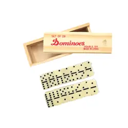 Domino Game Set with Wooden Box 28 Dominoes Cards Professional Board Game Teaching Tool for Travel Family Game Night Kids Family