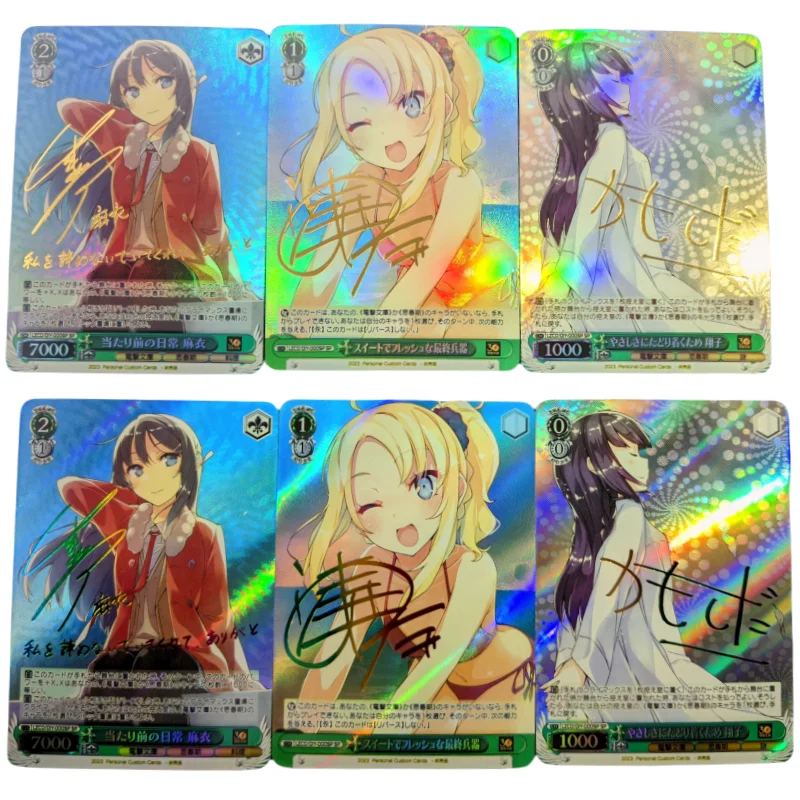 WS Cards ACG Sakurajima Mai Shoko Toyohama Nodoka Golden Sign Self Made Anime Game Characters DIY Collection Color Flash Cards ﻿