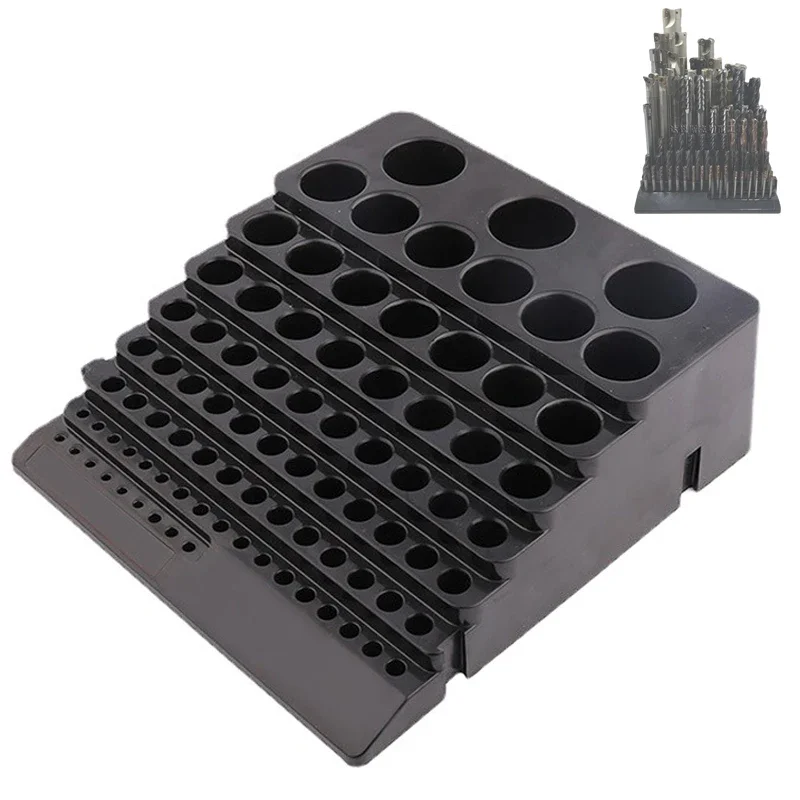 85 Holes Black Drill Bit Storage Box Milling Cutter Container CNC Tool Placement Rack Reamer Barrel Frame Tool Parts Organizer