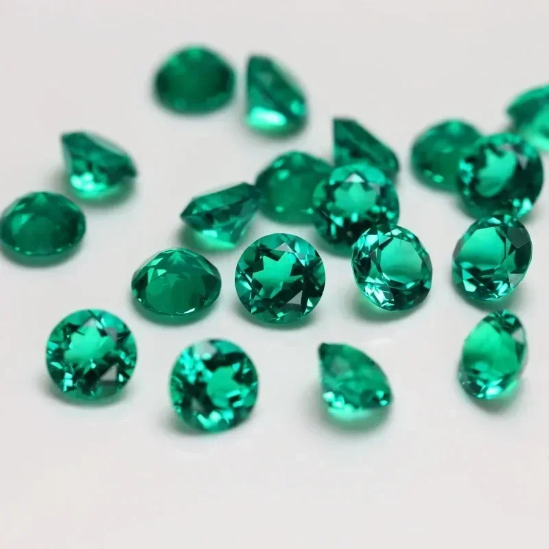 Top Lab Grown Columbia Emerald Hand-cut Charms Gemstone Round Shape for Jewelry Rings Earrings Making Selectable AGL Certificate