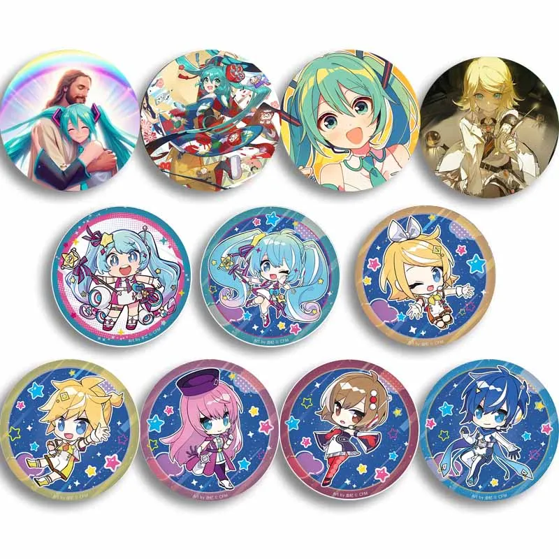 Cartoon Singer Idol Miku Badge Project SEKAI Anime Soft Button Pins Backpack Clothes Round Brooch Accessories Collection Gifts