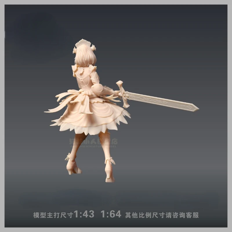 Gra Anime figura peryferyjna Genshin Impact Noelle 1/64 1/43 żywica biały model GK bezbarwny model klasyczny ręcznie