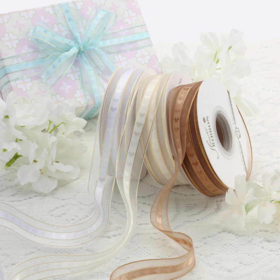 Packaging Ribbon Semi Sheer Textile Ribbon Gauze Ribbon Elegant For Flower Bouquet Wrapping Gift Packing Holiday Decoration