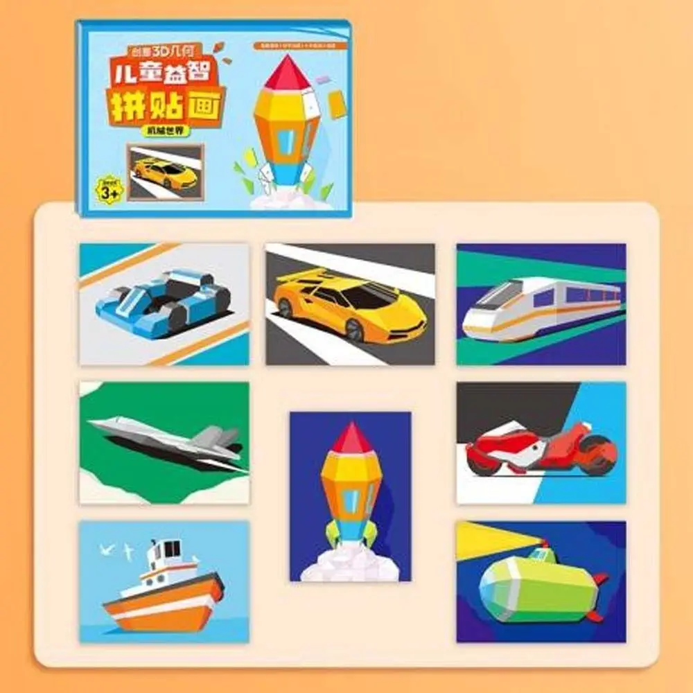 Libros de pegatinas geométricas 3D de papel Kawaii, Kit de Material de pasta DIY Montessori hecho a mano, libro de pegatinas de animales de dibujos animados bonitos para niños