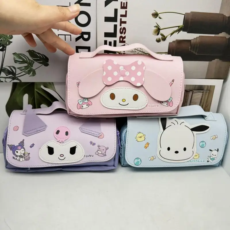 جديد سانريو القرطاسية مقلمة سينامورول Kawaii طالب عالية السعة مقاوم للماء أنيمي الكرتون القرطاسية القلم حقيبة التخزين