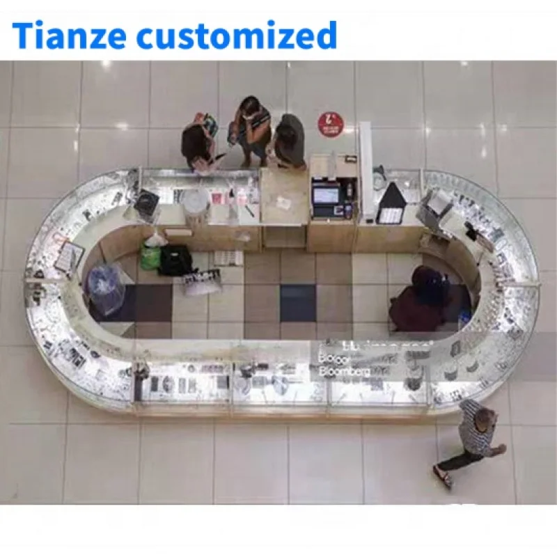 (Customized) boutique jewelry display wood glass jewelry kiosk mall