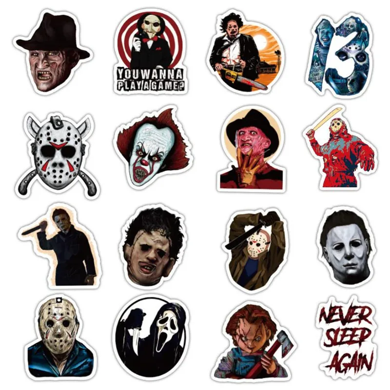 50PCS Thriller Horror Character Cartoon Graffiti Laptop Refrigerator Skateboard Waterproof Sticker Decoration