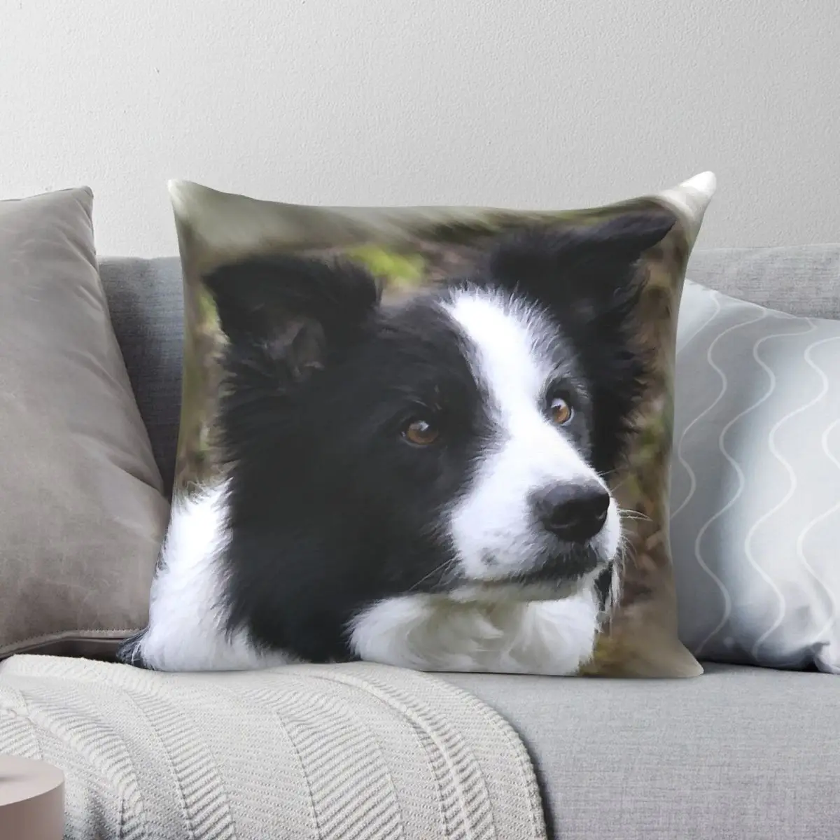 Border Collie Lover Square Pillowcase Polyester Linen Velvet Creative Zip Decorative Room Cushion Case
