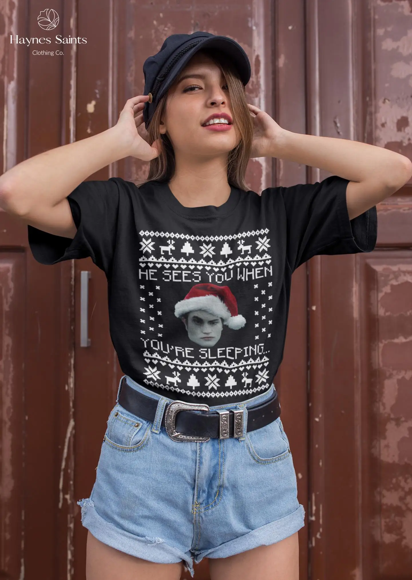 He Sees You When You’re Sleeping Christmas Vintage T-Shirt, He Sees You, Fans Christmas Shirt, Edward Cullen Shirt