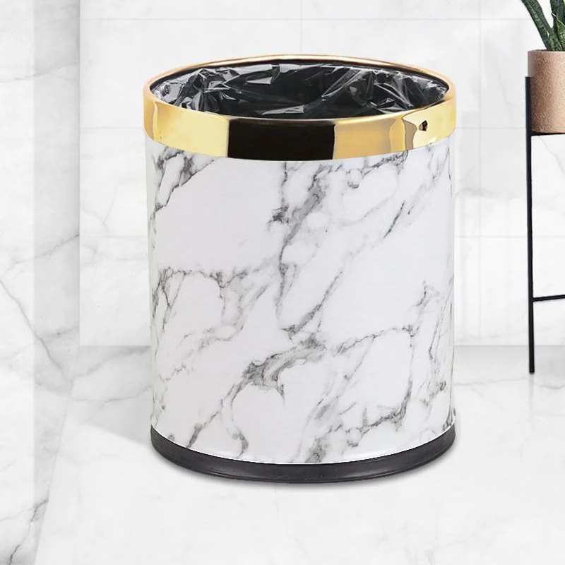

Милый мусорный бак для спальни, маленький мрамор, роскошный мусорный бак из нержавеющей стали для хранения, модные товары для ванной комнаты