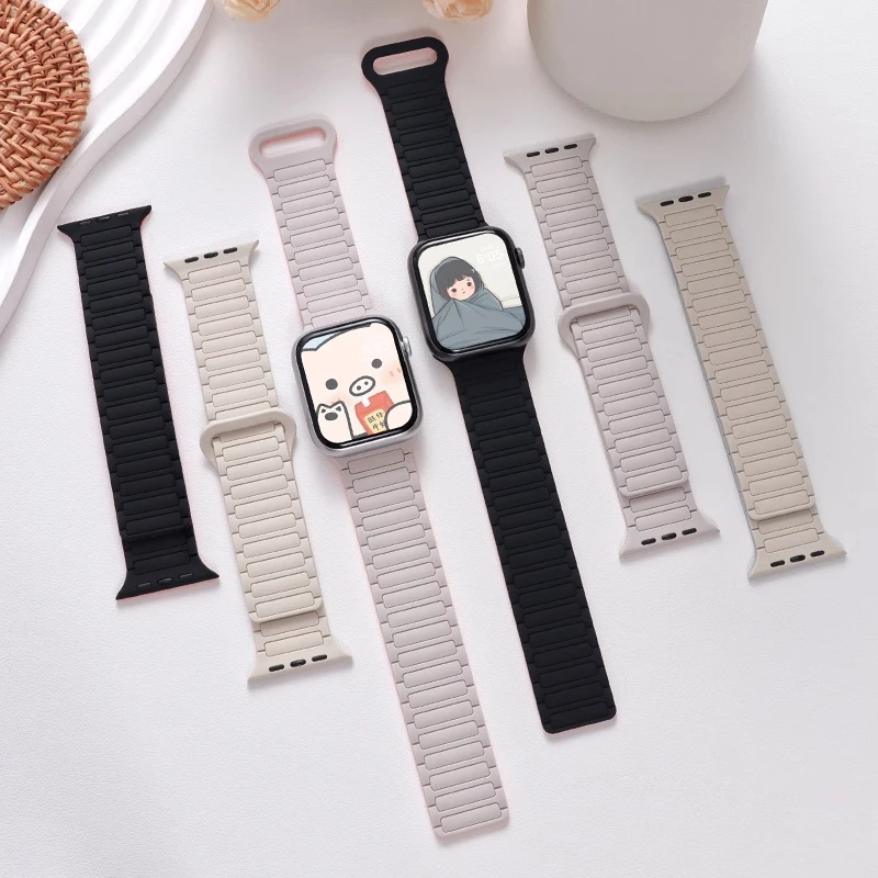 Magnetisches Armband für Apple Watch 46mm 45mm 44mm 42mm 49 40 Silikon-Armband iWatch Series 12 11 10 9 8 7 Se Ultra 3 4 – Detail 11