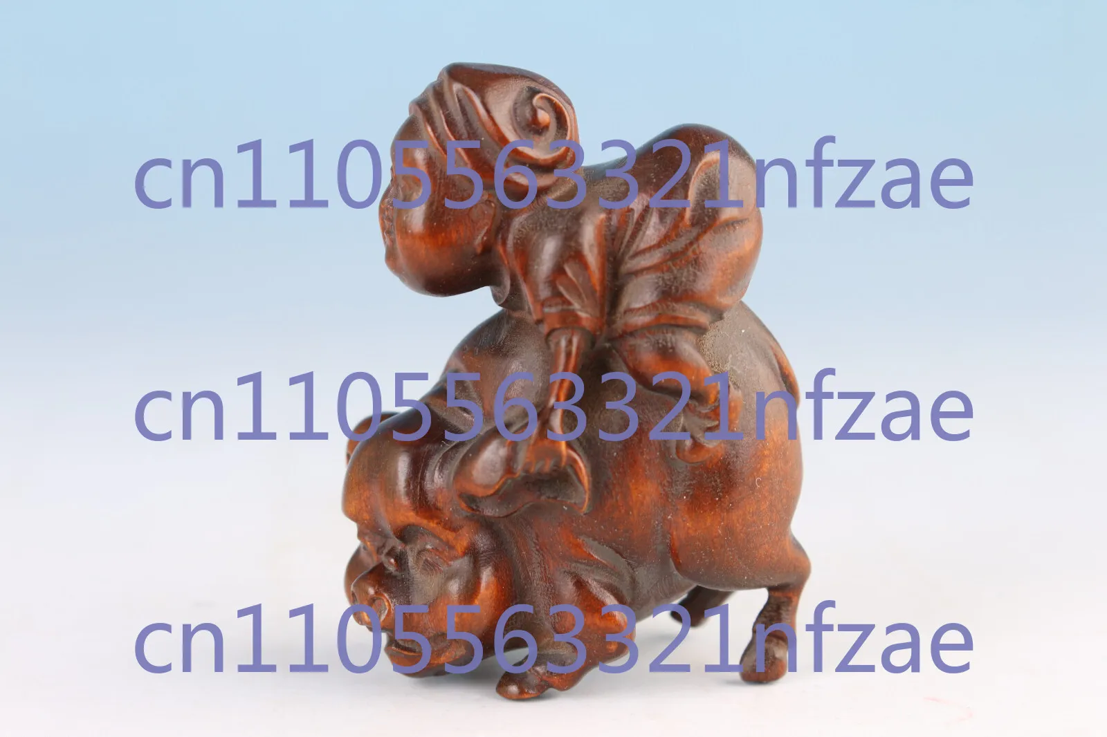 

Japanese boxwood hand carved favorite on pig lovely statue netsuke collectable