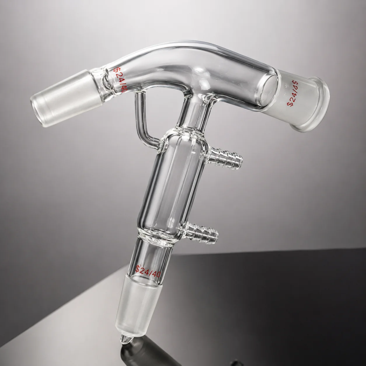 Premium Short‑Path Distillation Head Condenser, 24/40 Standard Ground Joint Lab Glass Distillation Equipment