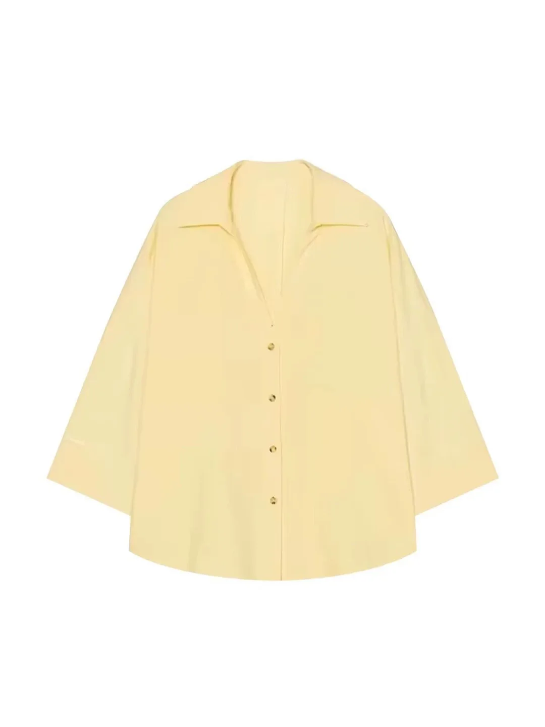 Withered Summer New Commuter Leisure Linen Blended Comfortable Wide Sleeve Collar Shirt Top Woman Clothes Shirts