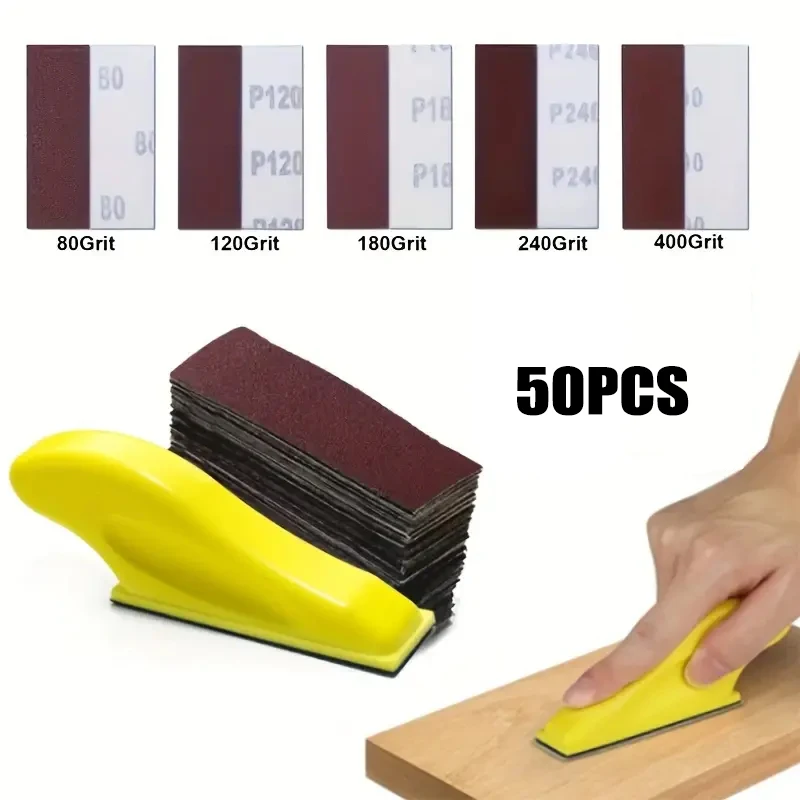 

50-Piece mini sander set with 1 3.5 "x1" handheld sander and sandpaper - perfect for DIY crafts