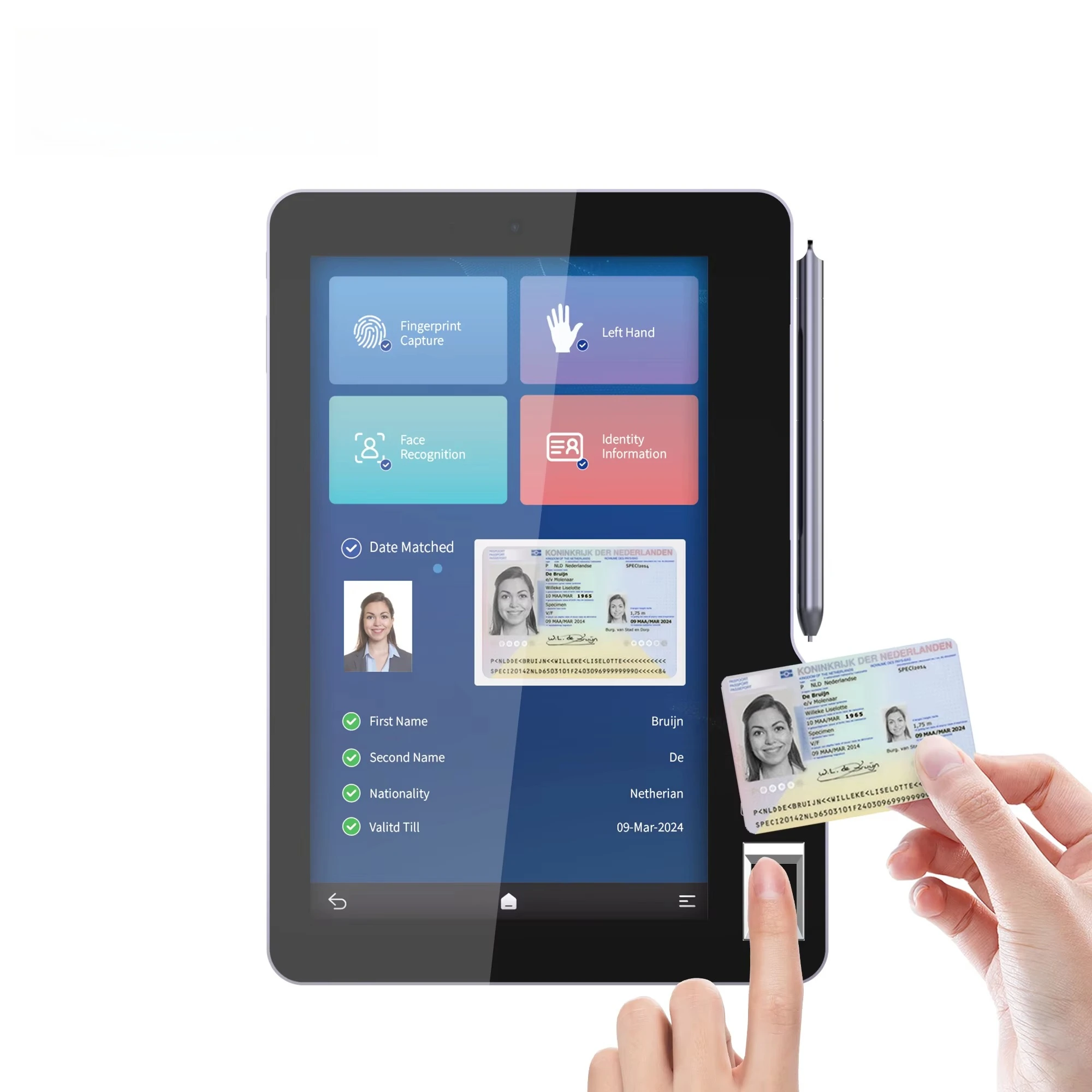 Android Pad Android Tablet Graphic Drawing Tablet Biometric Device with Fingerprint NFC RFID Scanner Battery-free Stylus