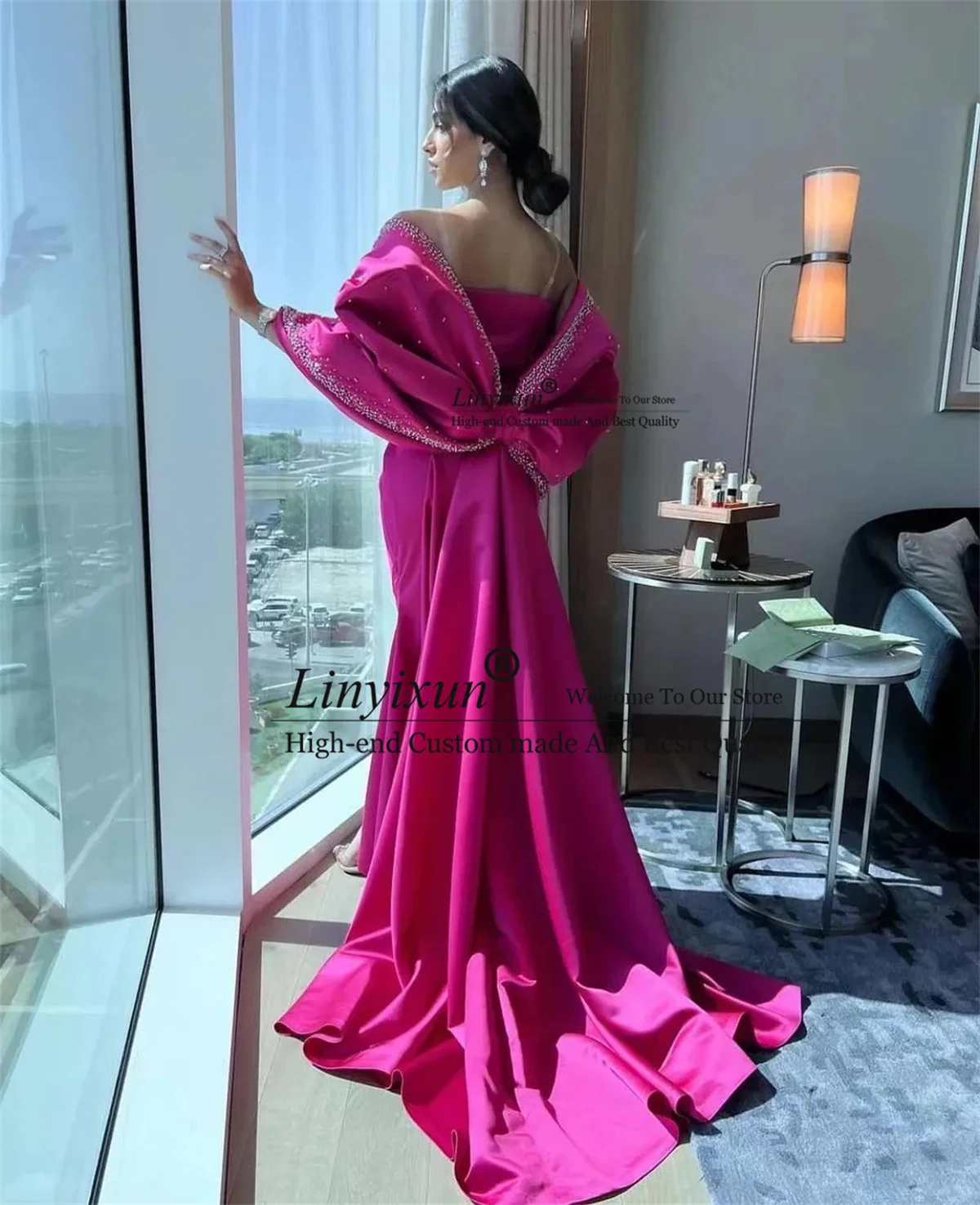 Robe de bal personnalisée en forme de cœur pour femmes, en Satin, avec nœud perlé, longueur au sol, robes d'occasion formelles, arabie saoudite