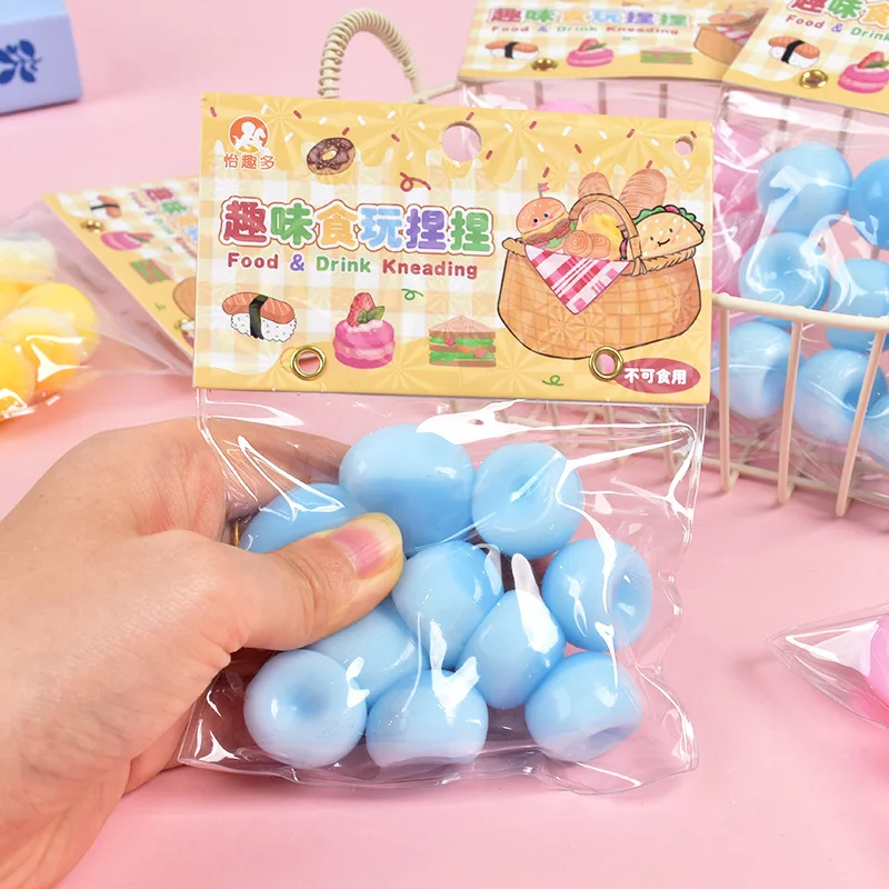 A Bag Of  Pink Yellow Mochi Taba Squishy Kawaii Mini Balls Small Steamed Buns Slow Rebound Kids Gifts Squeezing Furitable Toys