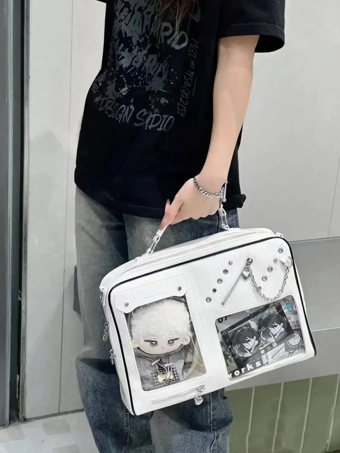 Bloom Haruku White Messenger Packpack Women New Transparent Jk Handle Crossbody Bags Female Lolita Sweet Ita Bag Girls