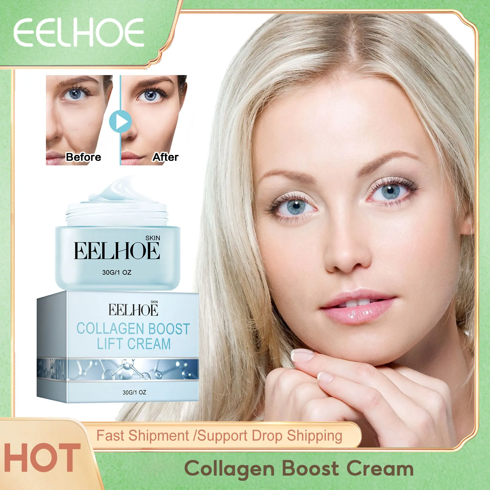 EELHOE Collagen Anti Wrinkle Remover Face Cream Moisturizing Fade Fine Lines Brightening Anti-Aging Cream Women Facial Skin Care