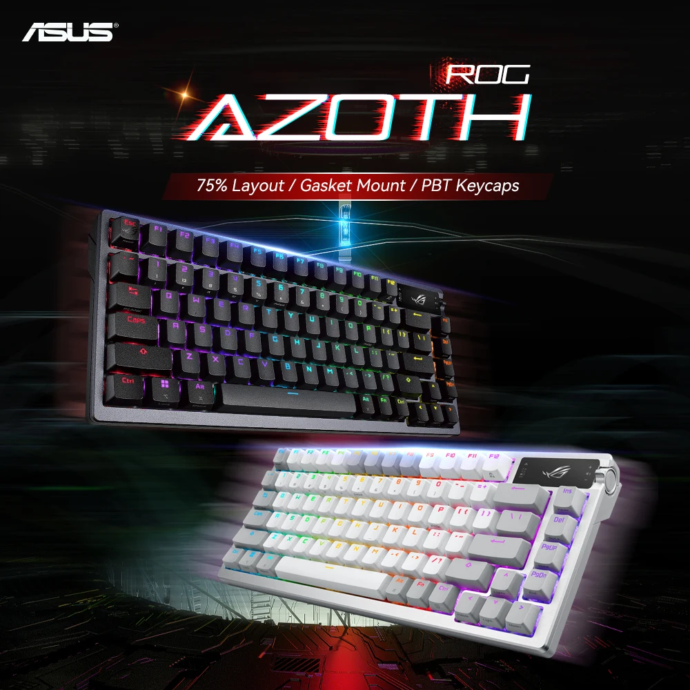 ASUS ROG Azoth 75% Wireless Gaming Mechanical Keyboard Hot Swappable NX Switch RGB Backlit Tri Mode PBT Keycaps for PC Mac Gamer