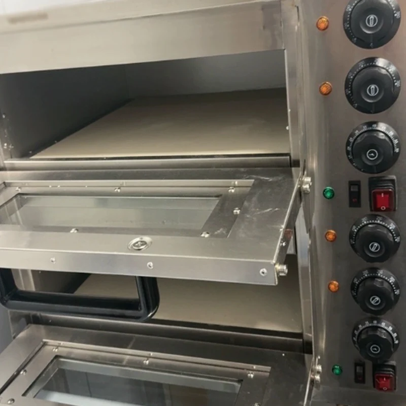 Commercial double layer electric pizza oven brand new stainless steel automatic independent temperature control mechanical type