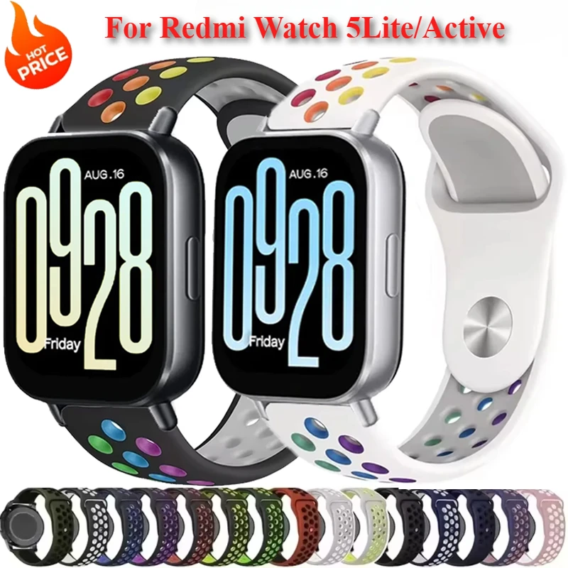 

20mm 22mm Silicone Strap for Redmi Watch 5 Lite/Redmi Watch 5 Active Breathable Bracelet for Huawei Watch GT5 4/GT3pro 46mm Band