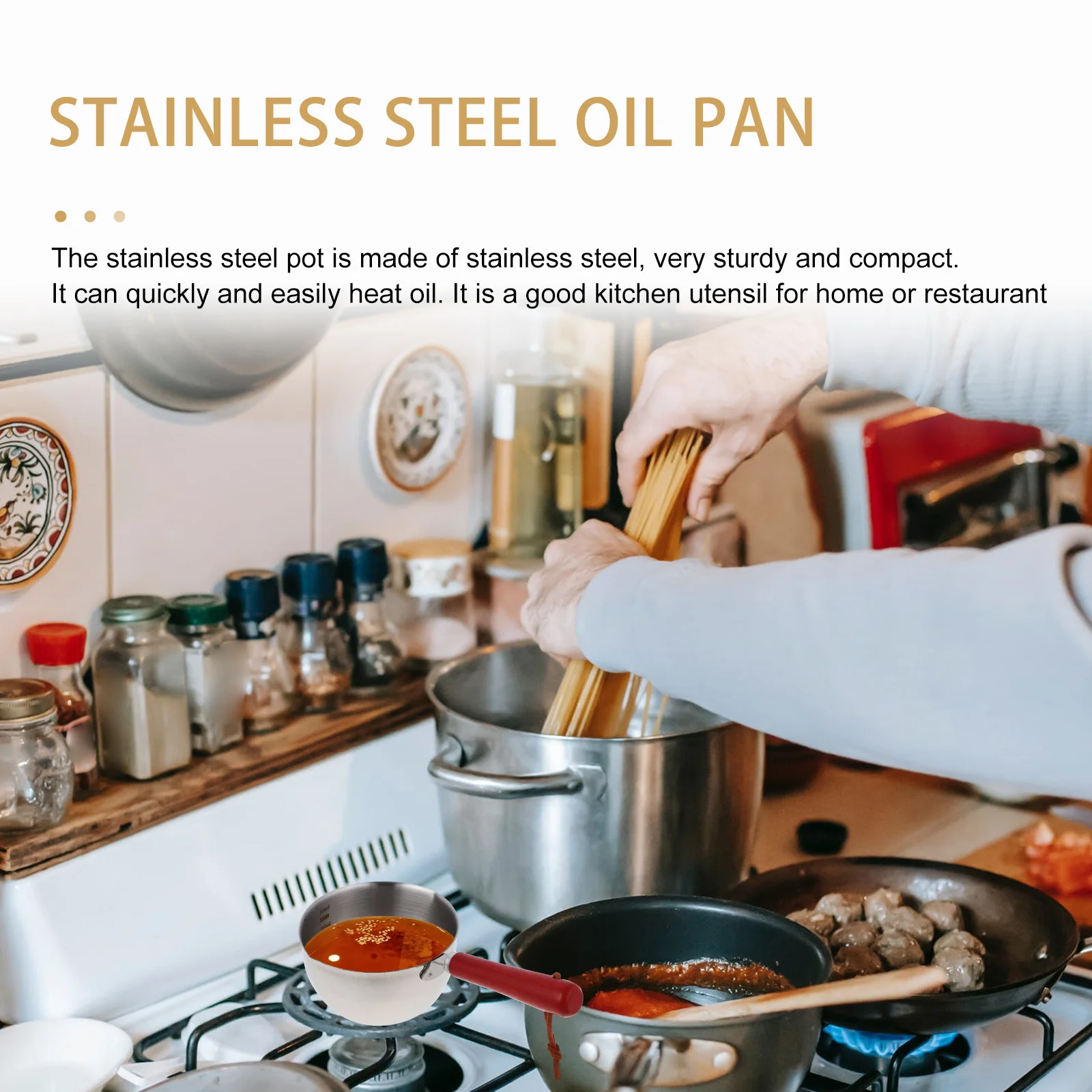 

Hot Oil Pot Mini Stainless Steel Sauce Pan Multi-Use For Frying Heating Oil Soup Noodles Porridge Cooking Small Pots Steaming