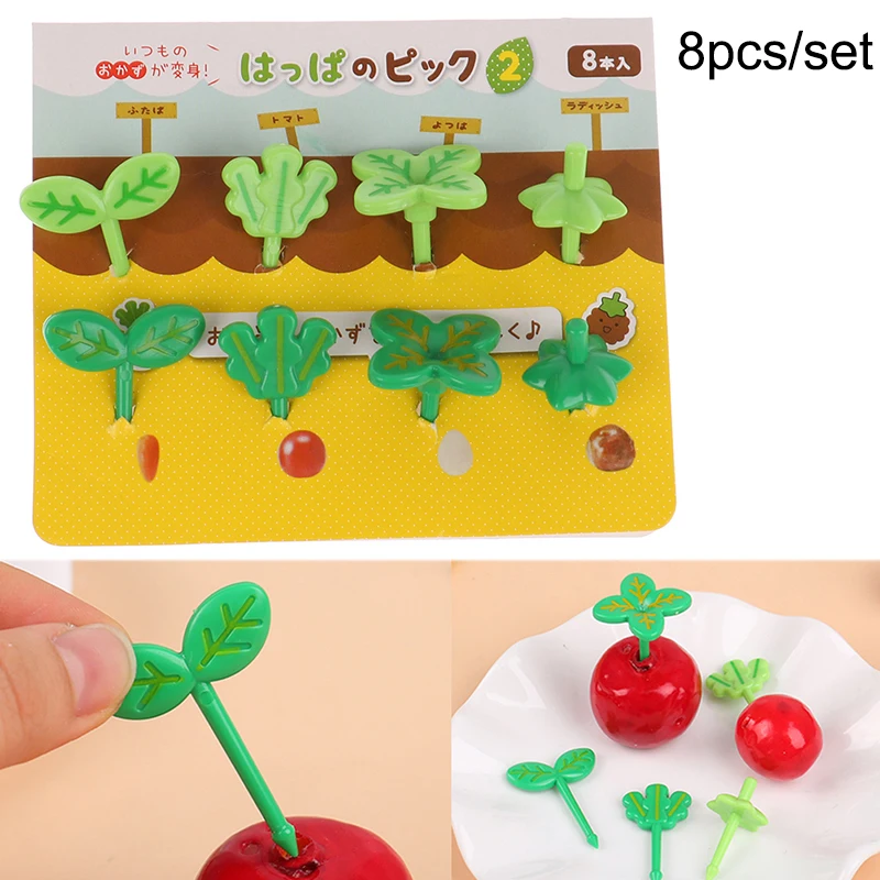 8 Stück Kinder Obst Picks Nadel Stick Zahnstocher Mini Blattform Obst kuchen Dessert Lebensmittel Gabeln Lunchbox Dekor Bento Zubehör